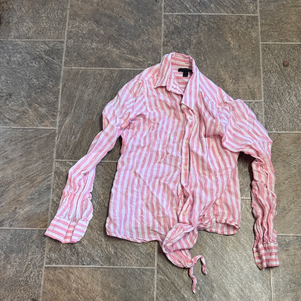 J. Crew Pink Striped Women's Button Down Shirt